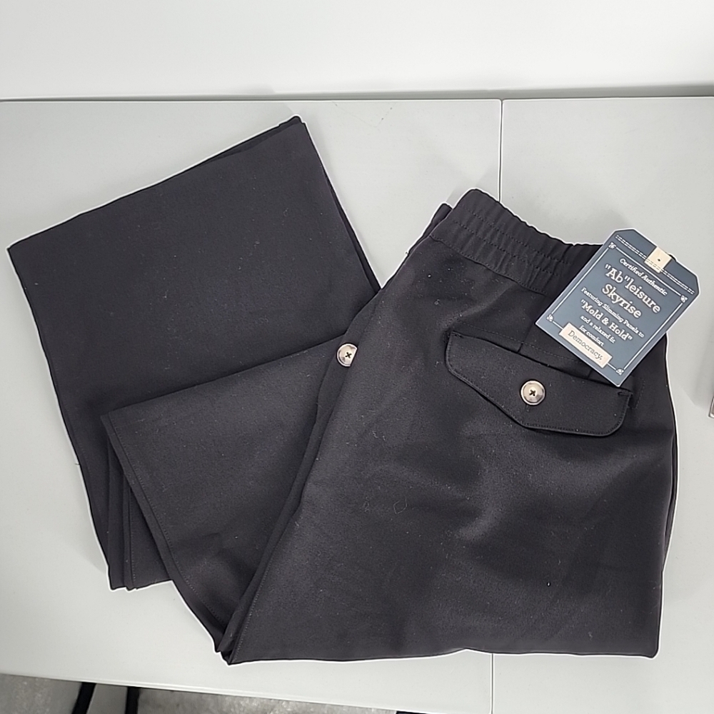 NEW DEMOCRACY Ab Liesure Skyrise Pull On Wide Leg Trouser Pant Black Size Large